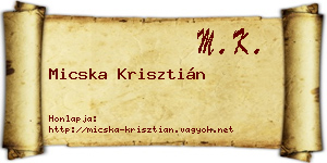 Micska Krisztián névjegykártya