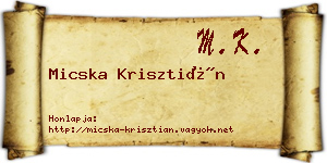 Micska Krisztián névjegykártya